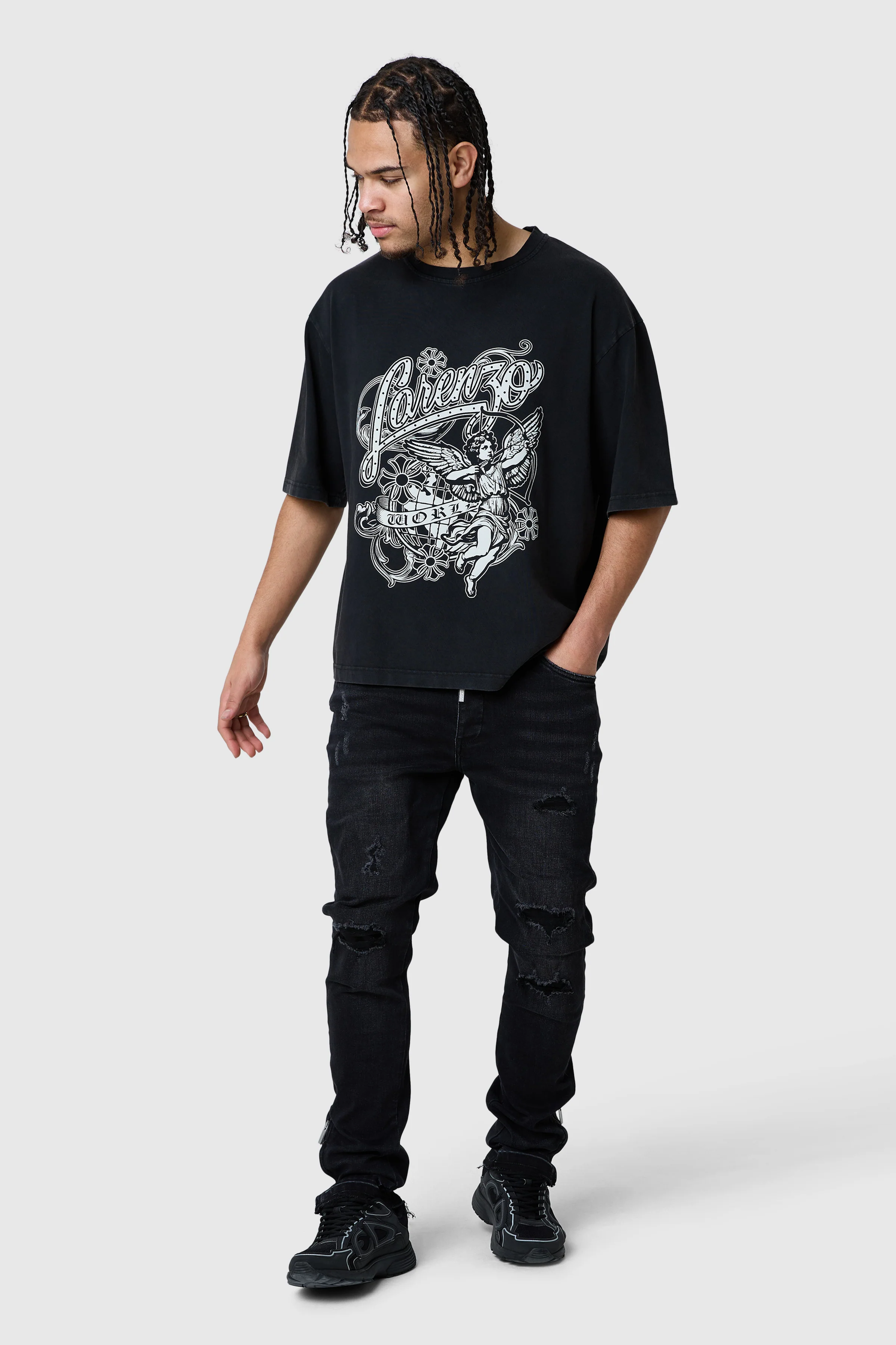 Cherub Tee - Black Acid Wash - Image 3