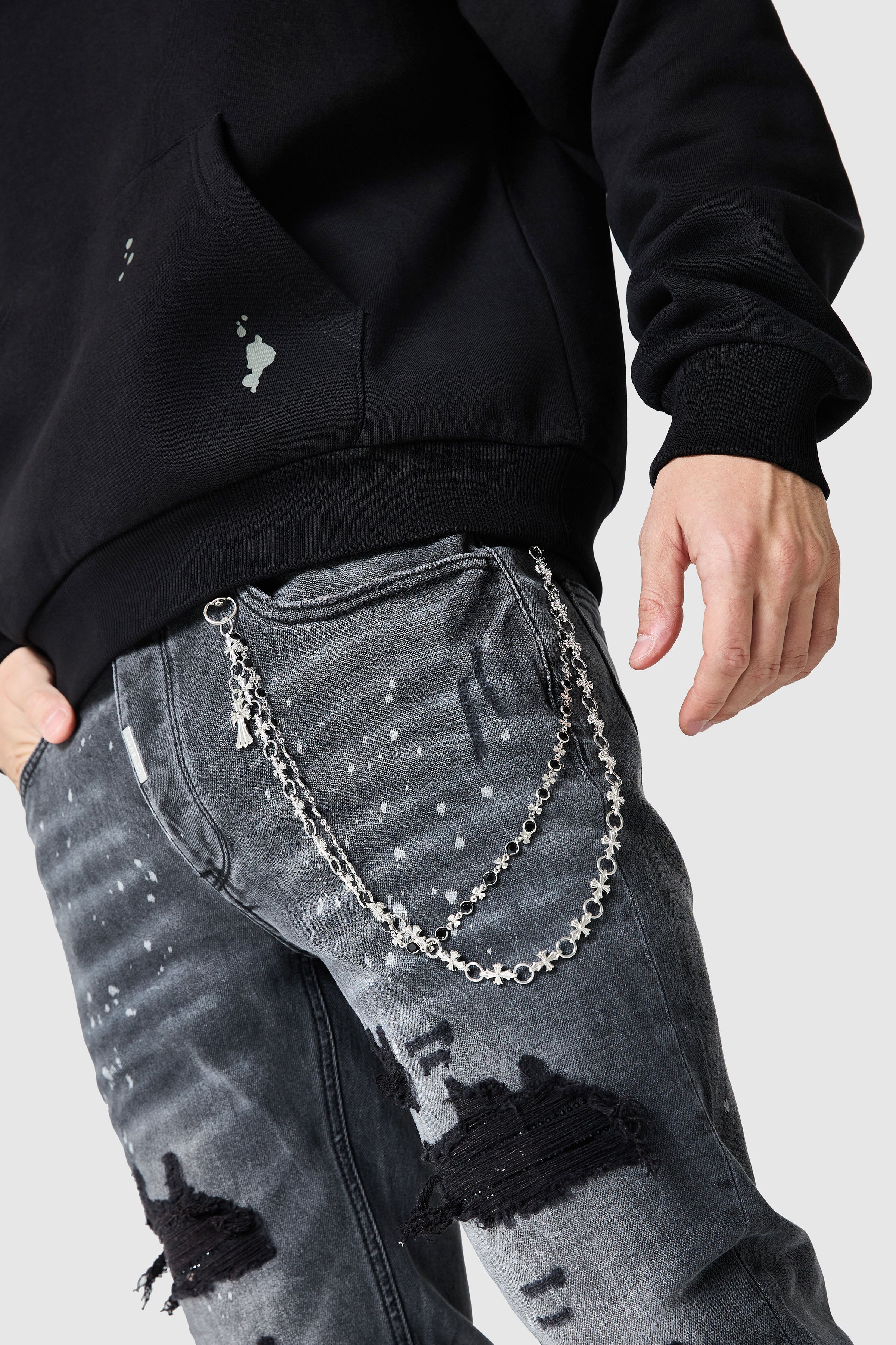 Diamante Slim Dillon Jean - Charcoal - Image 4